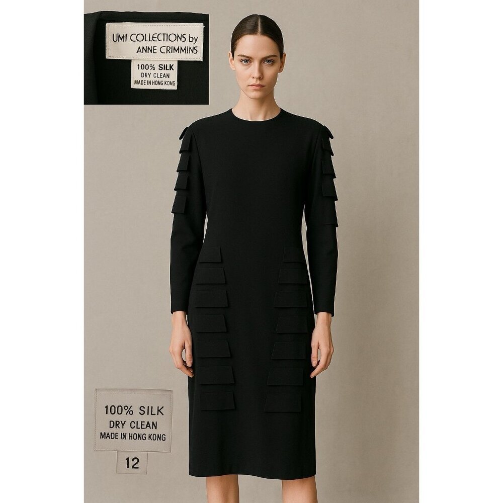 vintage 80s ANNE CRIMMINS dress architectural origami 100% silk avant garde 12